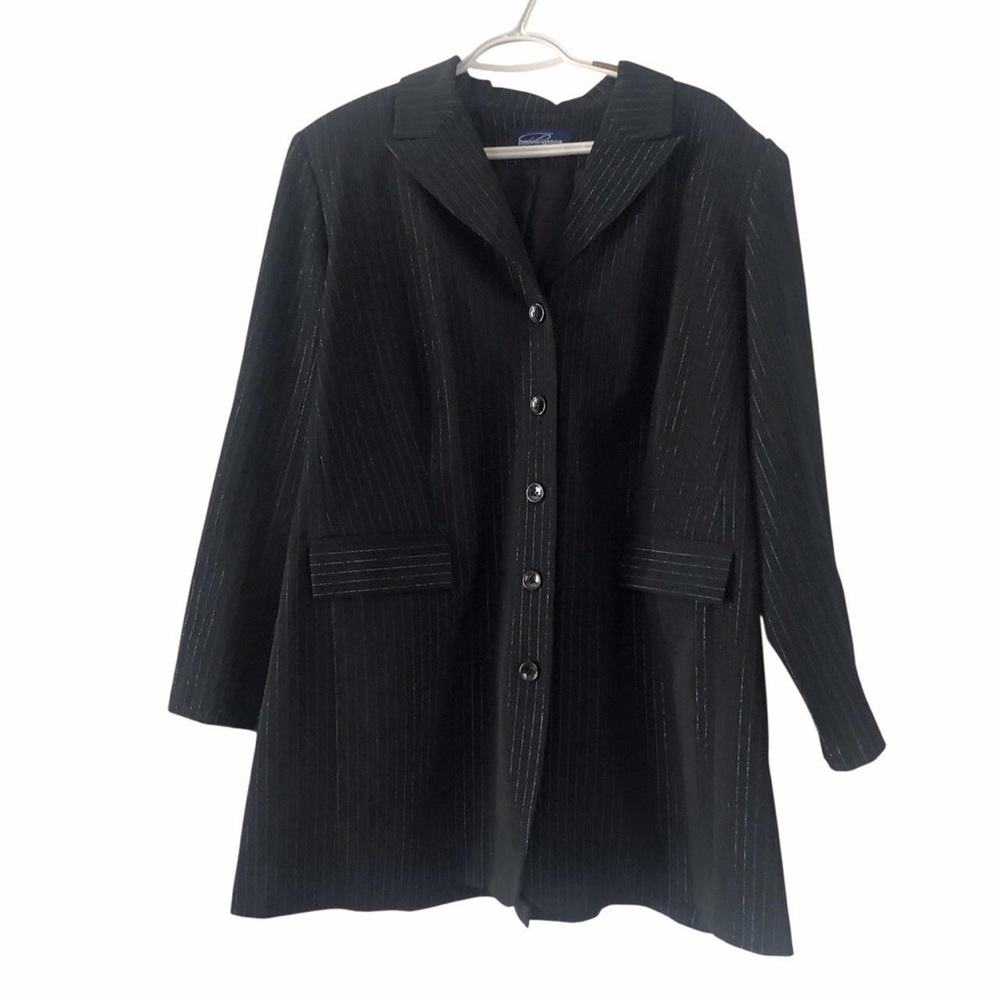 Blue and black metallic stripped plus size blazer